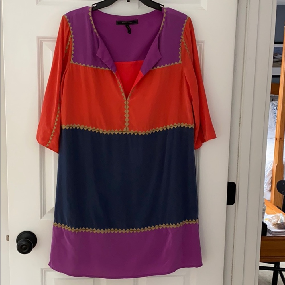 BCBG MaxAzaria Colorblock Silk AIDAS Shift Dress